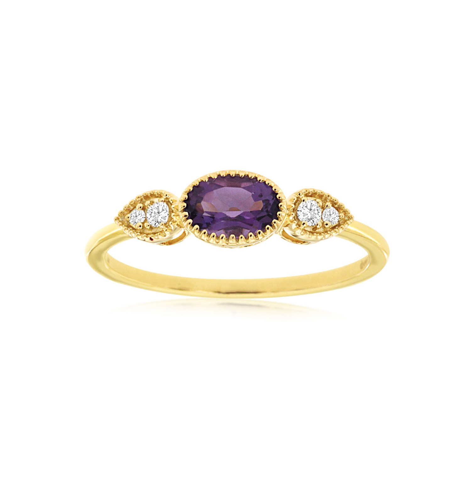Sabel Collection Yellow Gold Amethyst and Diamond Ring